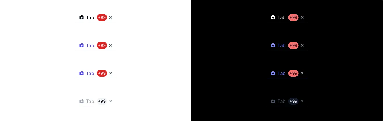 Tab Component - light & dark mode